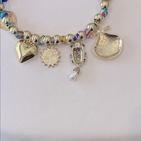 Gold and Multicolor Charm Necklace - Picture 7 of 7